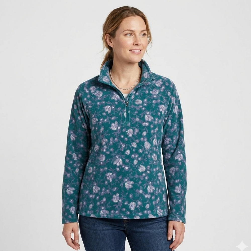Eddie Bauer Women’s Floral 1/4 Zip Fleece Pullover XL